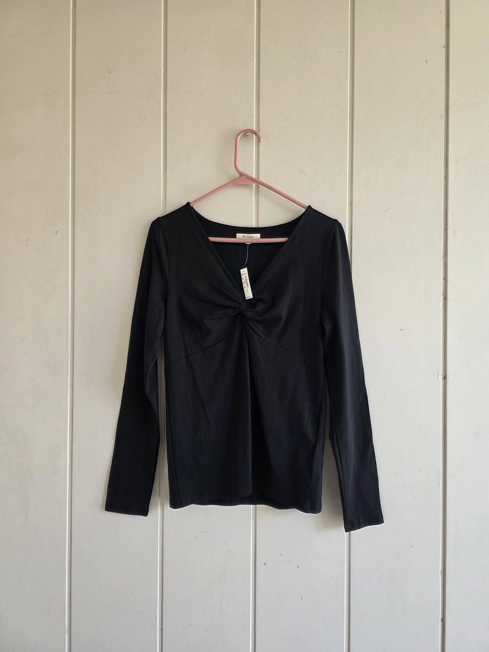 Madewell Twist Front Long Sleeve Tee Black Large New With Tags
